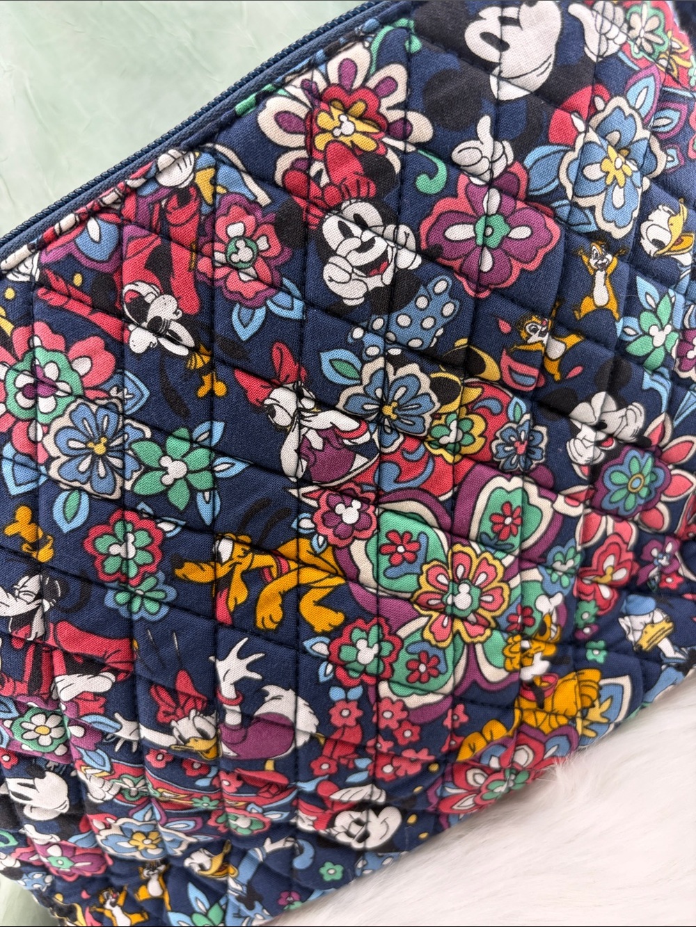 Vera Bradley Disney Mickey & Friends Playful Navy Floral Paisley Quilted Bag - Picture 4 of 16